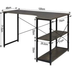 WOLTU Table De Bureau En Bois Et Acier.Table D'ordinateur.Table De Travail. Noir+Rouille - 120 X 74 X 71.5 Cm -France Bureau Soldes 2022 38233716 3
