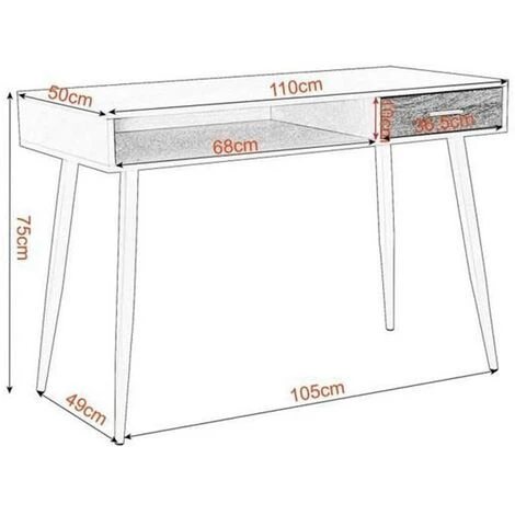 WOLTU Bureau D'ordinateur Avec 1 Tiroirs Et 1 Compartiment Ouvert.Table De Bureau En Métal Et Bois. 110x50x75cm. Blanc 5 WOLTU Bureau D'ordinateur Avec 1 Tiroirs Et 1 Compartiment Ouvert.Table De Bureau En Métal Et Bois. 110x50x75cm. Blanc – Image 3