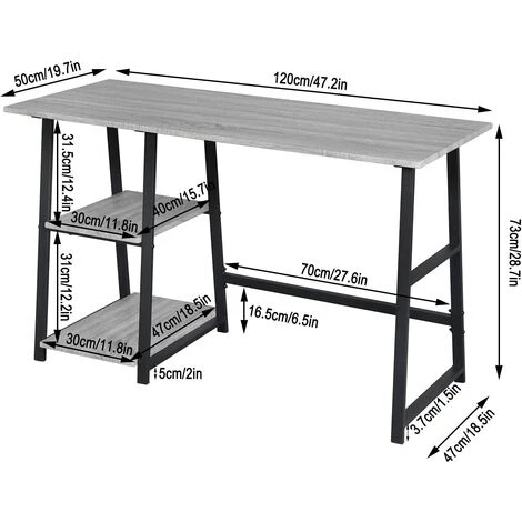 WOLTU Bureau D'ordinateur Avec 2 étagère.Table De Bureau En Métal Et Bois.Table De Travail.120x50x73cm 5 WOLTU Bureau D'ordinateur Avec 2 étagère.Table De Bureau En Métal Et Bois.Table De Travail.120x50x73cm – Image 3