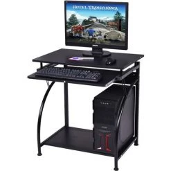 COSTWAY Bureau Imformatique Table Pour Ordinateur Avec Clavier Coulissant 70 X 47 X 75 CM Noir