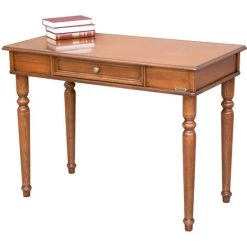 ARTEFERRETTO Bureau Classique 107 Cm En Bois Avec Et Tiroir, Fabrication Artisanale - Finition Merisier