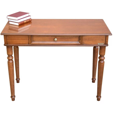 ARTEFERRETTO Bureau Classique 107 Cm En Bois Avec Et Tiroir, Fabrication Artisanale - Finition Merisier 4 ARTEFERRETTO Bureau Classique 107 Cm En Bois Avec Et Tiroir, Fabrication Artisanale - Finition Merisier – Image 2