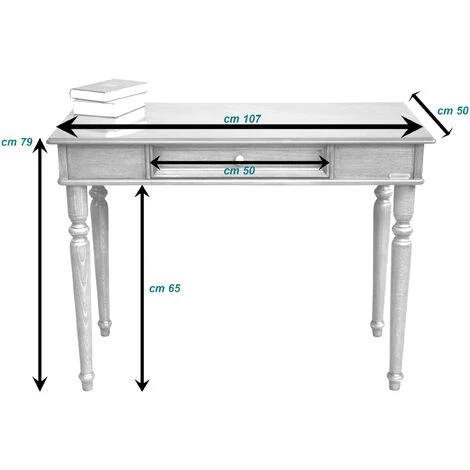 ARTEFERRETTO Bureau Classique 107 Cm En Bois Avec Et Tiroir, Fabrication Artisanale - Finition Merisier 5 ARTEFERRETTO Bureau Classique 107 Cm En Bois Avec Et Tiroir, Fabrication Artisanale - Finition Merisier – Image 3