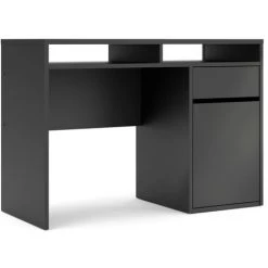 Dmora Bureau Linéaire Avec Une Porte Et Un Tiroir, Couleur Noire, 110,2 X 77,4 X 48,2 Cm