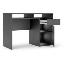 Dmora Bureau Linéaire Avec Une Porte Et Un Tiroir, Couleur Noire, 110,2 X 77,4 X 48,2 Cm -France Bureau Soldes 2022 38607775 5