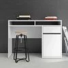 Dmora Bureau Linéaire Avec Une Porte Et Un Tiroir, Couleur Blanc Brillant, 110,2 X 77,4 X 48,2 Cm -France Bureau Soldes 2022 38607781 1