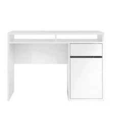 Dmora Bureau Linéaire Avec Une Porte Et Un Tiroir, Couleur Blanc Brillant, 110,2 X 77,4 X 48,2 Cm -France Bureau Soldes 2022 38607781 3