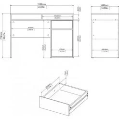 Dmora Bureau Linéaire Avec Une Porte Et Un Tiroir, Couleur Blanc Brillant, 110,2 X 77,4 X 48,2 Cm -France Bureau Soldes 2022 38607781 5