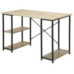 CASAME Bureau Industriel Avec 3 étagères Sous Plateau - L120 Cm - Casâme - Bois Clair