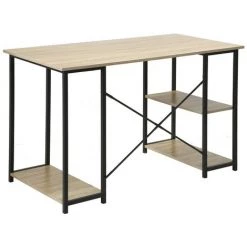 CASAME Bureau Industriel Avec 3 étagères Sous Plateau - L120 Cm - Casâme - Bois Clair -France Bureau Soldes 2022 38703396 4