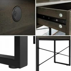 Homfa Table De Bureau Avec étagères Et Tiroirs, Style Industriel, Marron Foncé , 107x54x93cm -France Bureau Soldes 2022 38942819 3