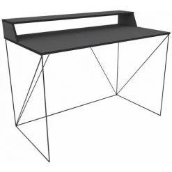 Paris Prix - Bureau Design 1 Niveau "oparine" 120cm Gris & Noir