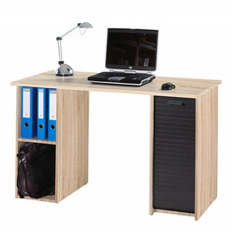 BEAUX MEUBLES PAS CHERS Bureau Chêne Et Noir 2 Caissons 130 Cm 4 BEAUX MEUBLES PAS CHERS Bureau Chêne Et Noir 2 Caissons 130 Cm – Image 2