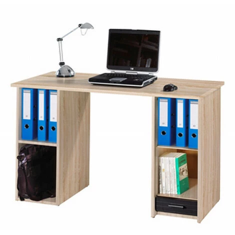 BEAUX MEUBLES PAS CHERS Bureau Chêne Et Noir 2 Caissons 130 Cm 5 BEAUX MEUBLES PAS CHERS Bureau Chêne Et Noir 2 Caissons 130 Cm – Image 3