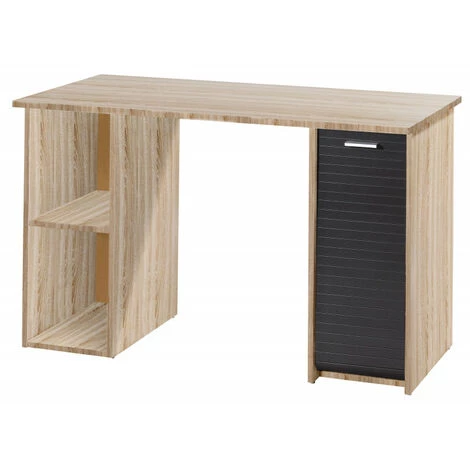 BEAUX MEUBLES PAS CHERS Bureau Chêne Et Noir 2 Caissons 130 Cm 7 BEAUX MEUBLES PAS CHERS Bureau Chêne Et Noir 2 Caissons 130 Cm – Image 5