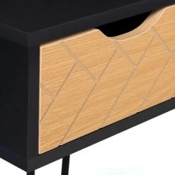 IDMARKET Bureau D'appoint Console Vintage LEONI 2 Tiroirs Motifs Graphiques - Noir -France Bureau Soldes 2022 39346213 4