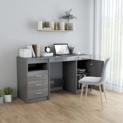 ASUPERMALL Bureau Gris Brillant 140x50x76 Cm Agglomere -France Bureau Soldes 2022 39443850 3