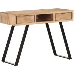 ASUPERMALL Bureau 110x50x75 Cm Bois D'acacia Solide Avec Bord Naturel