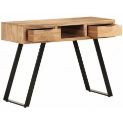 ASUPERMALL Bureau 110x50x75 Cm Bois D'acacia Solide Avec Bord Naturel -France Bureau Soldes 2022 39455307 3