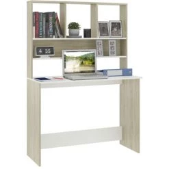 ASUPERMALL Bureau Avec Etageres Blanc Chene Sonoma 110x45x157 Cm Agglomere -France Bureau Soldes 2022 39455564 3