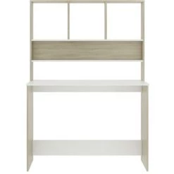 ASUPERMALL Bureau Avec Etageres Blanc Chene Sonoma 110x45x157 Cm Agglomere -France Bureau Soldes 2022 39455564 4