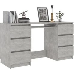 ASUPERMALL Bureau Gris Beton 140x50x77 Cm Agglomere -France Bureau Soldes 2022 39455575 3