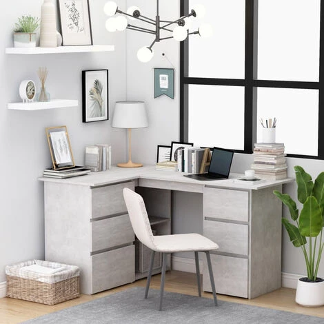 ASUPERMALL Bureau D'angle Gris Beton 145x100x76 Cm Agglomere 3 ASUPERMALL Bureau D'angle Gris Beton 145x100x76 Cm Agglomere