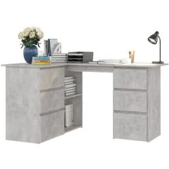 ASUPERMALL Bureau D'angle Gris Beton 145x100x76 Cm Agglomere 9 ASUPERMALL Bureau D'angle Gris Beton 145x100x76 Cm Agglomere -France Bureau Soldes 2022 39455588 3