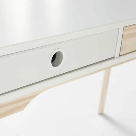 ALTOBUY LILY - Bureau 3 Tiroirs Bois Naturel Et Blanc - Blanc 7 ALTOBUY LILY - Bureau 3 Tiroirs Bois Naturel Et Blanc - Blanc – Image 5