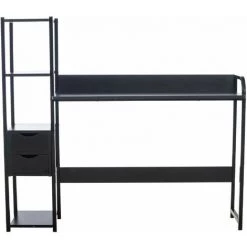 DéCOSHOP26 Bureau Style Industriel Avec étagère Et Espace De Rangement Table D'ordinateur En MDF Noir - Noir