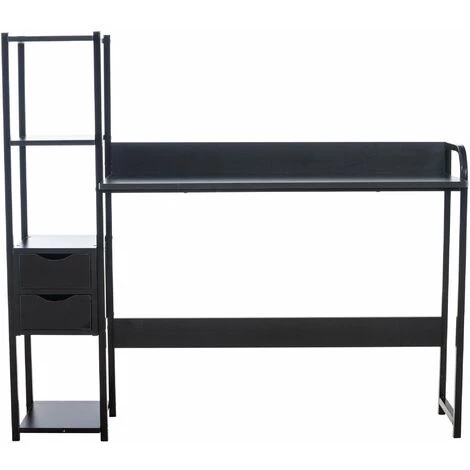 DéCOSHOP26 Bureau Style Industriel Avec étagère Et Espace De Rangement Table D'ordinateur En MDF Noir - Noir 3 DéCOSHOP26 Bureau Style Industriel Avec étagère Et Espace De Rangement Table D'ordinateur En MDF Noir - Noir