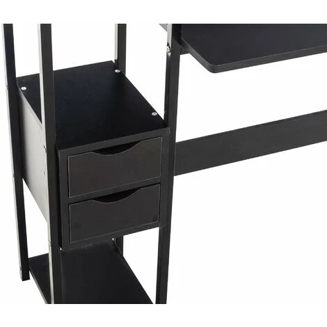 DéCOSHOP26 Bureau Style Industriel Avec étagère Et Espace De Rangement Table D'ordinateur En MDF Noir - Noir 5 DéCOSHOP26 Bureau Style Industriel Avec étagère Et Espace De Rangement Table D'ordinateur En MDF Noir - Noir – Image 3