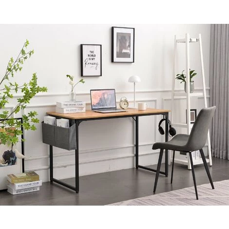 DéCOSHOP26 Bureau Table D'ordinateur Style Industriel En MDF Naturel Et Métal Noir - Noir 6 DéCOSHOP26 Bureau Table D'ordinateur Style Industriel En MDF Naturel Et Métal Noir - Noir – Image 4