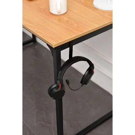 DéCOSHOP26 Bureau Table D'ordinateur Style Industriel En MDF Naturel Et Métal Noir - Noir 7 DéCOSHOP26 Bureau Table D'ordinateur Style Industriel En MDF Naturel Et Métal Noir - Noir – Image 5