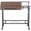 DéCOSHOP26 Bureau Pupitre Avec 2 Tablettes Ajustables Table D'ordinateur Laptop Avec Plateau En MDF Marron - Marron -France Bureau Soldes 2022 39663389 1