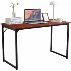 DéCOSHOP26 Bureau Table D'ordinateur Style Industriel En MDF Teck Et Métal Noir - Noir -France Bureau Soldes 2022 39663445 3