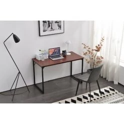 DéCOSHOP26 Bureau Table D'ordinateur Style Industriel En MDF Teck Et Métal Noir - Noir -France Bureau Soldes 2022 39663445 4