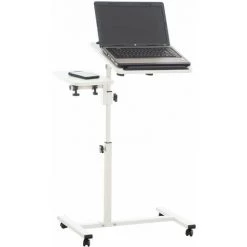 DéCOSHOP26 Pupitre Table D'appoint Pour Ordinateur Portable Sur Roulettes En Bois Blanc Et Métal - Or