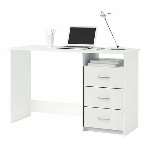 Bureau En Bois Coloris Blanc Mat - 123 X 76,5 X 50,1 Cm -PEGANE- 4 Bureau En Bois Coloris Blanc Mat - 123 X 76,5 X 50,1 Cm -PEGANE- – Image 2