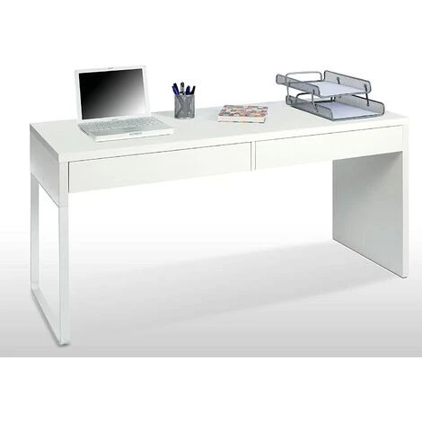 PEGANE Bureau Réversible Avec 2 Tiroirs Coloris Blanc Artic - Longueur 138 Cm X Profondeur 50 Cm X Hauteur 75 Cm 3 PEGANE Bureau Réversible Avec 2 Tiroirs Coloris Blanc Artic - Longueur 138 Cm X Profondeur 50 Cm X Hauteur 75 Cm