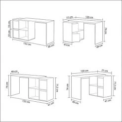 PEGANE Table De Bureau Réversible Coloris Blanc Artik En MDF - Profondeur 74 X Hauteur 120 X Longueur 77 Cm 9 PEGANE Table De Bureau Réversible Coloris Blanc Artik En MDF - Profondeur 74 X Hauteur 120 X Longueur 77 Cm -France Bureau Soldes 2022 39682703 4
