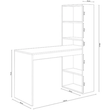 PEGANE Bureau Avec étagère Intégrée Coloris Blanc Artic / Chêne Canadien - Hauteur 144 X Longueur 120 X Profondeur 53 Cm 5 PEGANE Bureau Avec étagère Intégrée Coloris Blanc Artic / Chêne Canadien - Hauteur 144 X Longueur 120 X Profondeur 53 Cm – Image 3
