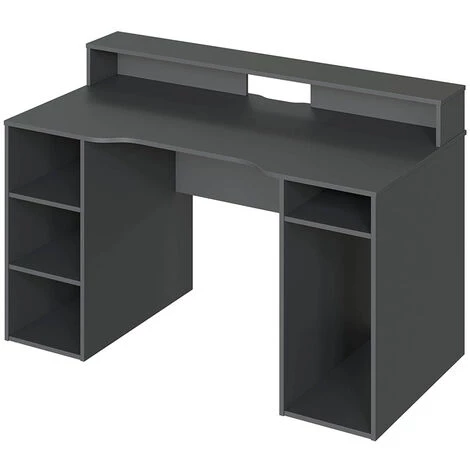PEGANE Bureau Pour Ordinateur, Station E-Gaming Coloris Anthracite En Bois MDF - Hauteur 88 X Longueur 136 X Largeur 67 Cm 3 PEGANE Bureau Pour Ordinateur, Station E-Gaming Coloris Anthracite En Bois MDF - Hauteur 88 X Longueur 136 X Largeur 67 Cm