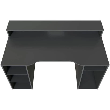 PEGANE Bureau Pour Ordinateur, Station E-Gaming Coloris Anthracite En Bois MDF - Hauteur 88 X Longueur 136 X Largeur 67 Cm 4 PEGANE Bureau Pour Ordinateur, Station E-Gaming Coloris Anthracite En Bois MDF - Hauteur 88 X Longueur 136 X Largeur 67 Cm – Image 2