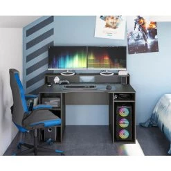 PEGANE Bureau Pour Ordinateur, Station E-Gaming Coloris Anthracite En Bois MDF - Hauteur 88 X Longueur 136 X Largeur 67 Cm 9 PEGANE Bureau Pour Ordinateur, Station E-Gaming Coloris Anthracite En Bois MDF - Hauteur 88 X Longueur 136 X Largeur 67 Cm -France Bureau Soldes 2022 39682926 4