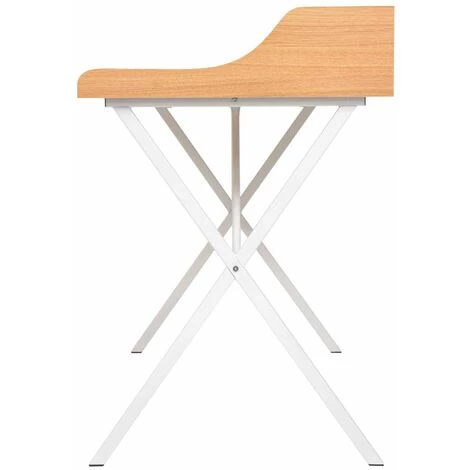 HAPPYSHOPPING Bureau D'ordinateur Bois Naturel 4 HAPPYSHOPPING Bureau D'ordinateur Bois Naturel – Image 2