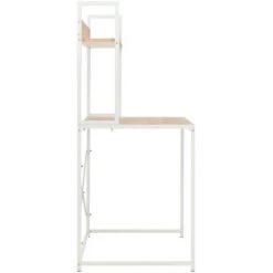 HAPPYSHOPPING Bureau D'ordinateur Blanc Et Chene 120 X 60 X 138 Cm -France Bureau Soldes 2022 39696271 5