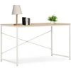 HAPPYSHOPPING Bureau D'ordinateur Blanc Et Chene 120 X 60 X 70 Cm -France Bureau Soldes 2022 39696284 1