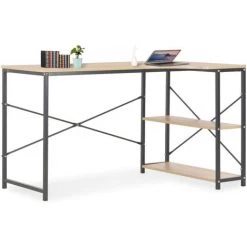 HAPPYSHOPPING Bureau D'ordinateur Noir Et Chene 120 X 72 X 70 Cm