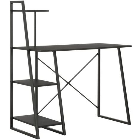 HAPPYSHOPPING Bureau Avec Etagere Noir 102x50x117 Cm 3 HAPPYSHOPPING Bureau Avec Etagere Noir 102x50x117 Cm